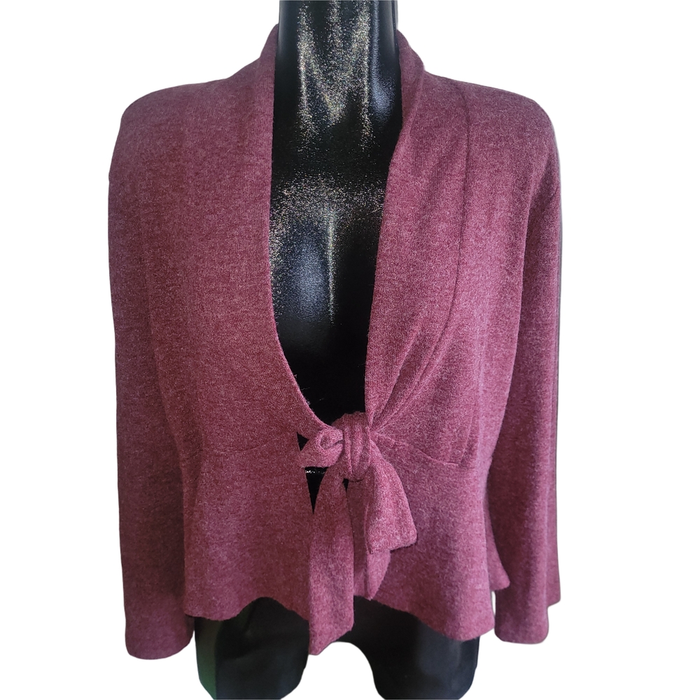 Marallis Collection Burgundy Tie-Front Cardigan XL